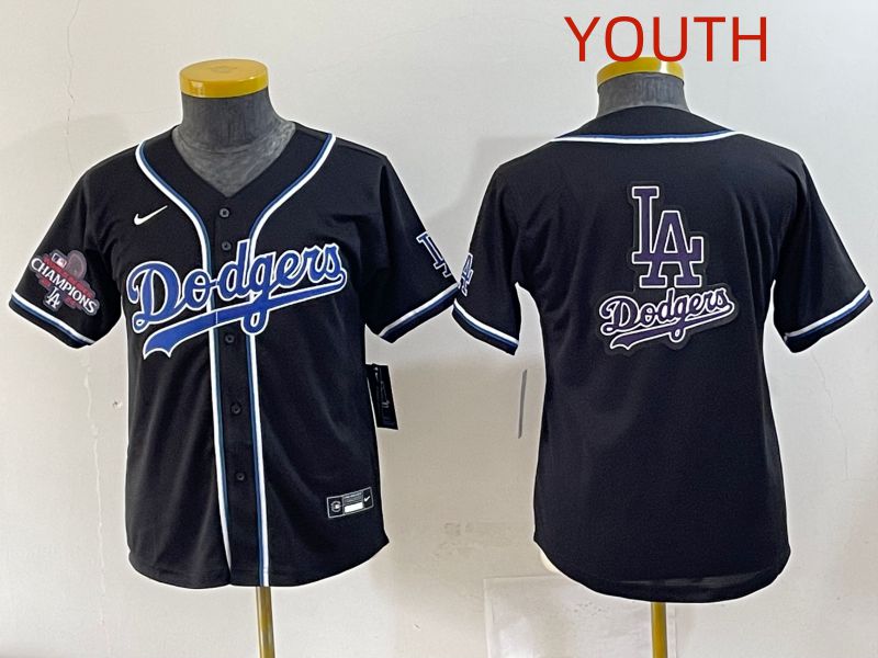 Youth 2025 Los Angeles Dodgers Blank Black Three generations Fashion Nike MLB Jersey style 26->youth mlb jersey->Youth Jersey